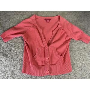 Women Large Cardigan Pink Shirt y2k cotton Demanding SayWhat